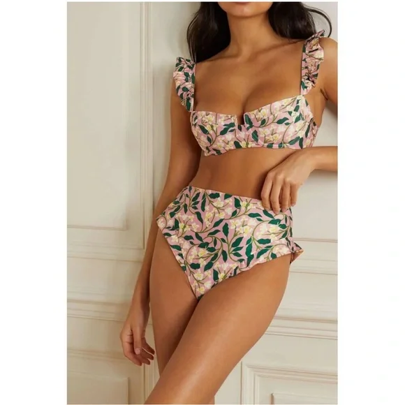Agua by Agua Bendita Floral Bikini - Pink and Green - Picture 3 of 7